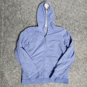 LL Bean Full Zip Hoodie Women M Blue Heather Pile Fleece Lined Jacket Gorpcore